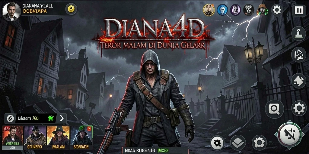 Screenshot gameplay menampilkan momen ketegangan dan horor di DIANA4D.
