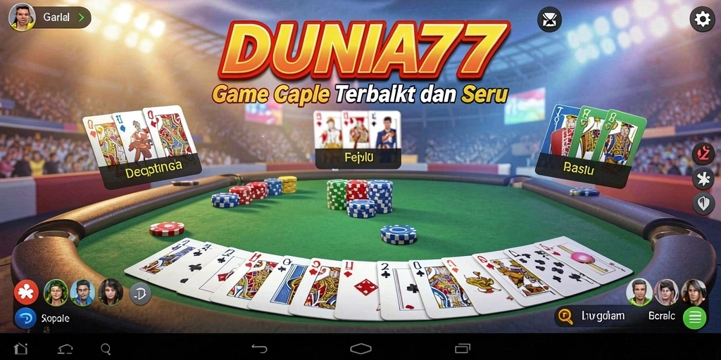 Tampilan gameplay seru DUNIA77 saat bermain Gaple.
