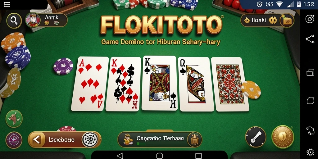 Tampilan gameplay seru FLOKITOTO dengan domino berwarna-warni.