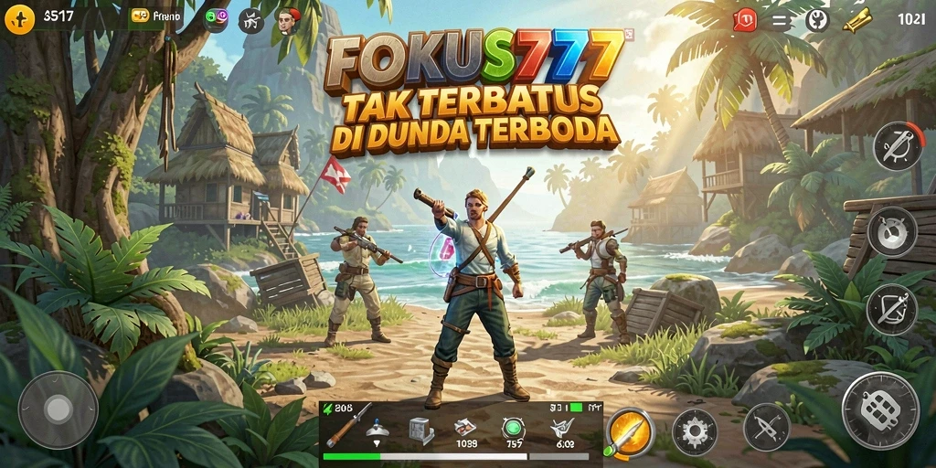 Screenshot gameplay FOKUS777 menampilkan petualangan seru di dunia terbuka.