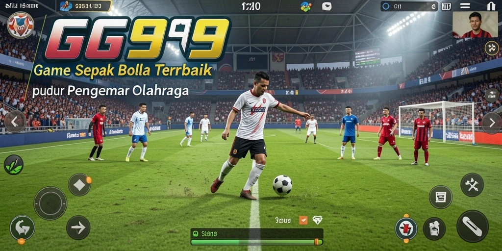 Screenshot GG999 menampilkan aksi seru dalam pertandingan sepak bola.