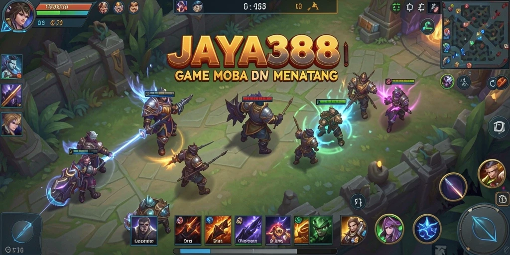 Tampilan seru dari gameplay JAYA388 dengan aksi MOBA intens.