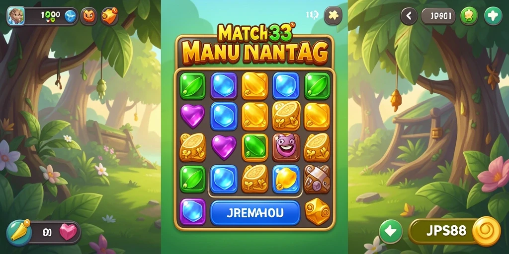 Tampilan gameplay seru dari JPS88 dengan tantangan Match-3.