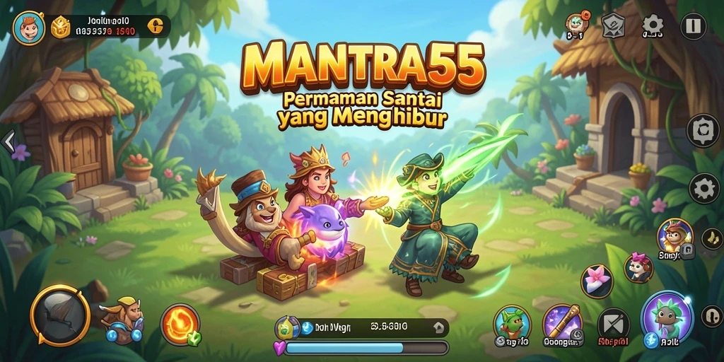 Screenshot gameplay MANTRA55 menunjukkan berbagai tantangan seru dan grafis yang menawan.