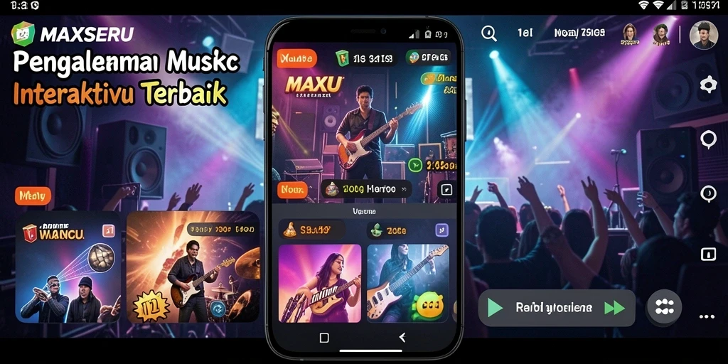 Tampilan gameplay interaktif Music MAXSERU yang menyenangkan.