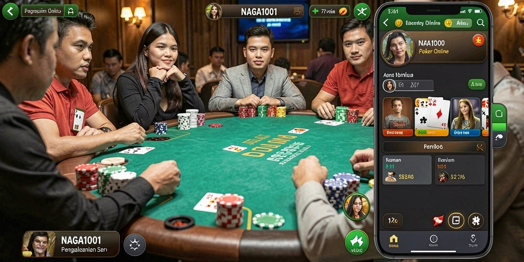 Screenshot gameplay menarik di NAGA1001 menampilkan pertarungan poker seru.