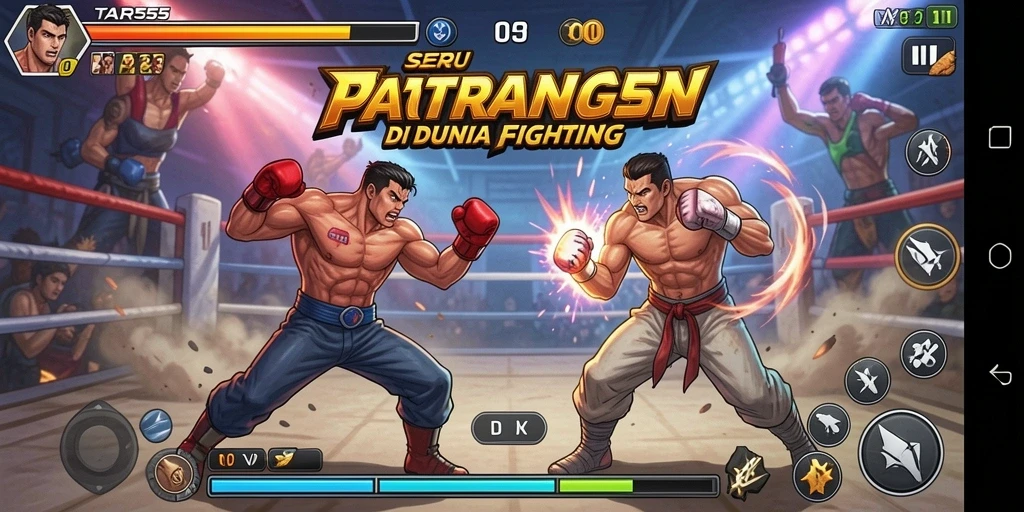Tangkapan layar TAR555 menampilkan aksi pertarungan yang mendebarkan dan seru.
