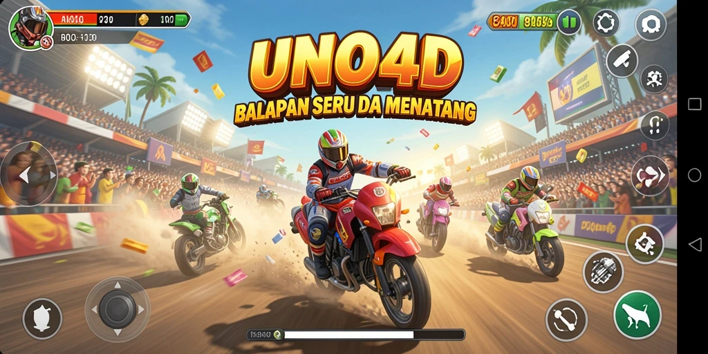 Tampilan seru permainan balapan UNO4D dengan berbagai kendaraan.